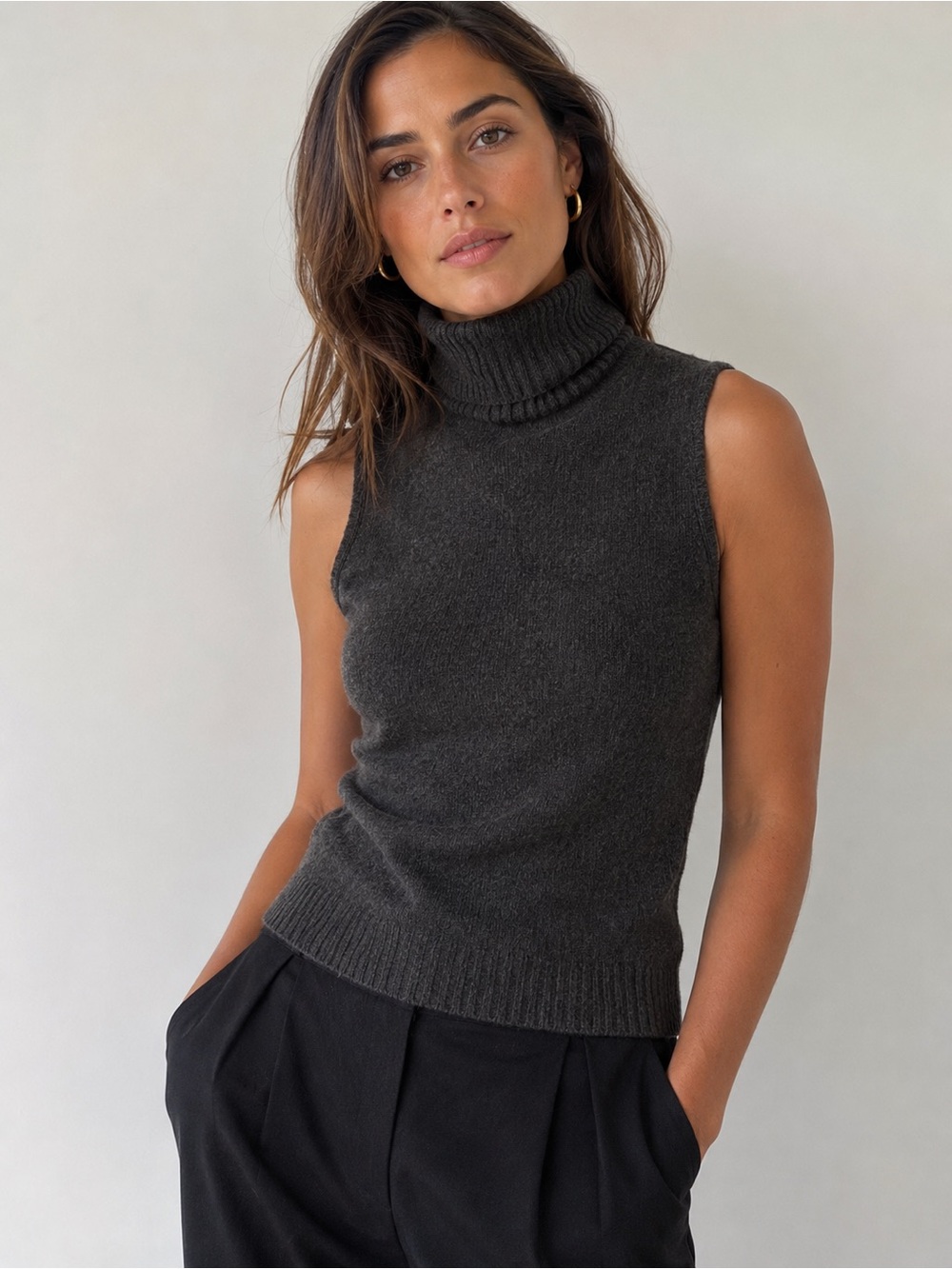 Badgley Mischka Vintage 100% Cashmere Sleeveless Turtleneck Sweater Size 4
